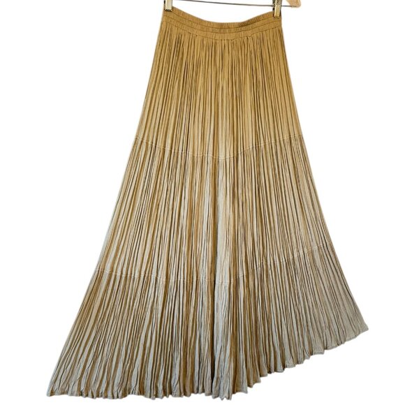 Patricia Wolf Broomstick Maxi Skirt Sage Green Tiered Unlined Elastic Waist - Picture 1 of 7